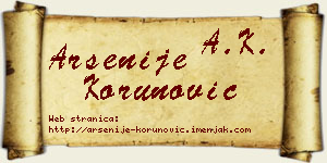 Arsenije Korunović vizit kartica